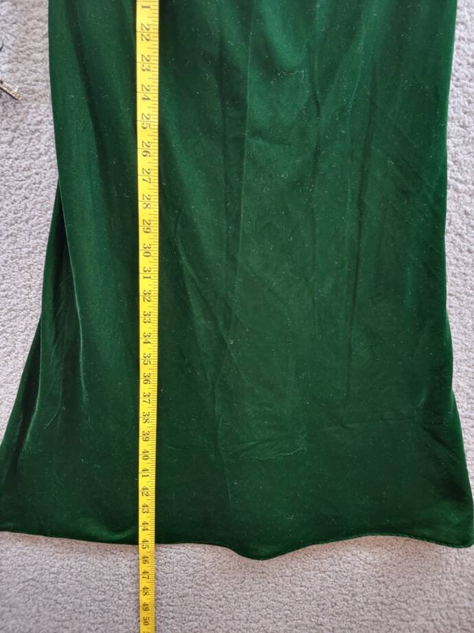 Lauren Ralph Lauren Belted Velvet Halter Dress Women's 2 Green Back Zip Closure