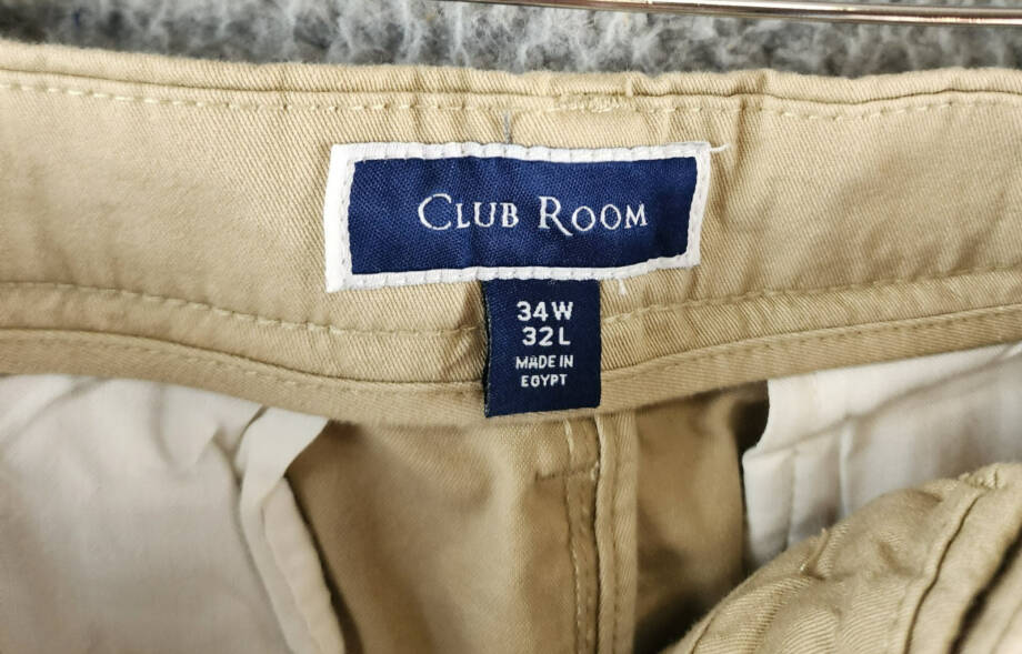 Club Room Stretch Pants Men's 34W x 32L Khaki Side Pockets Button Zip Closure