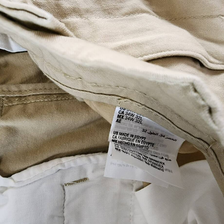Club Room Stretch Pants Men's 34W x 32L Khaki Side Pockets Button Zip Closure