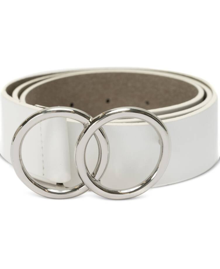 I.N.C. International Concepts Leather Double Circle Belt Women's Large White