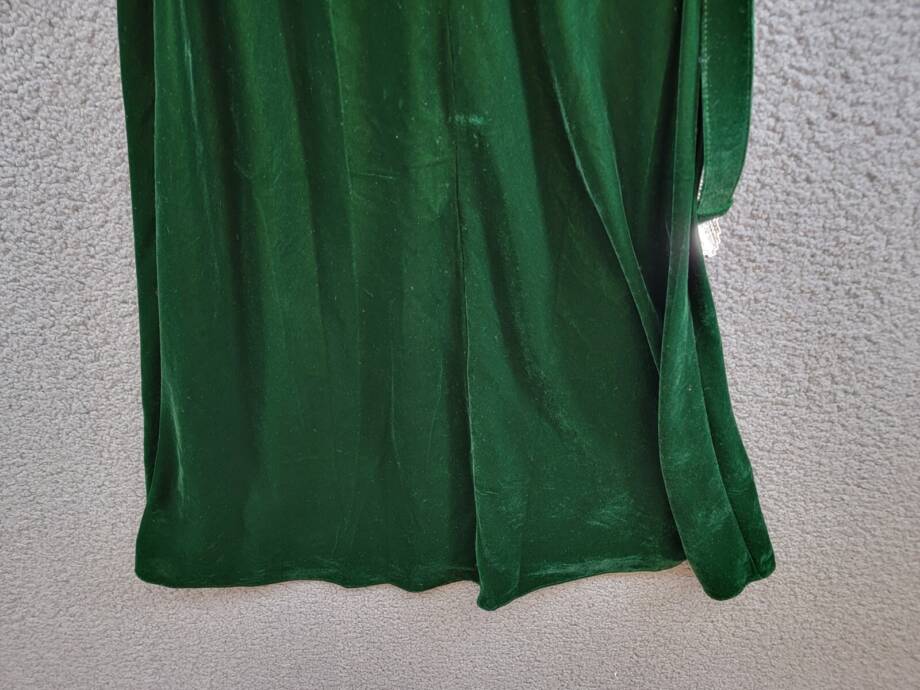 Lauren Ralph Lauren Belted Velvet Halter Dress Women's 2 Green Back Zip Closure