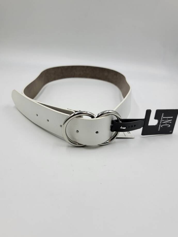 I.N.C. International Concepts Leather Double Circle Belt Women's Large White