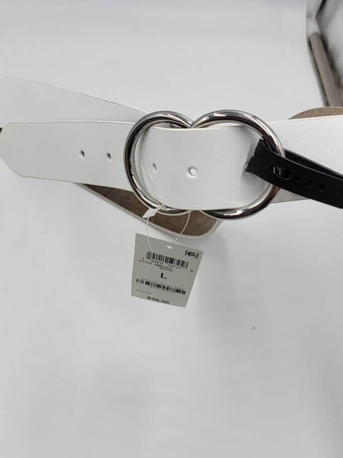 I.N.C. International Concepts Leather Double Circle Belt Women's Large White