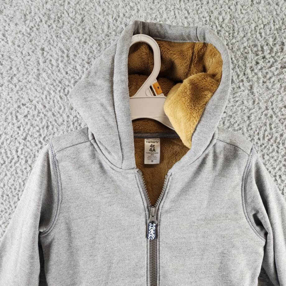 Carter's Faux-Sherpa-Lined Full-Zip Hoodie Toddler Boys 4T Gray Full Zip Closure