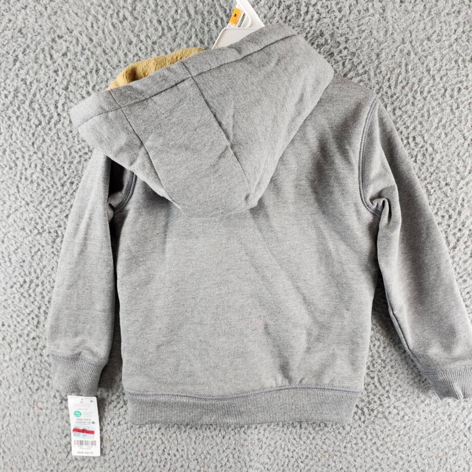 Carter's Faux-Sherpa-Lined Full-Zip Hoodie Toddler Boys 4T Gray Full Zip Closure