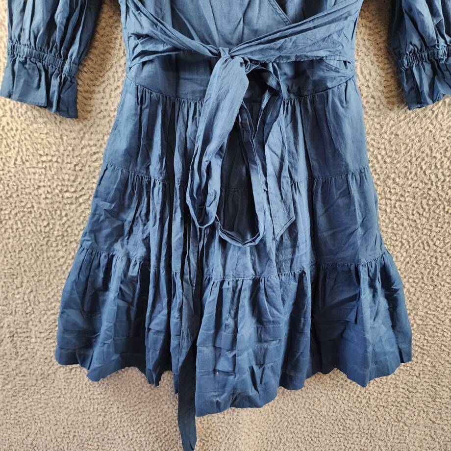 Lauren Ralph Lauren Tie-Front Voile Surplice Dress Women's 0 Indigo Dusk Solid