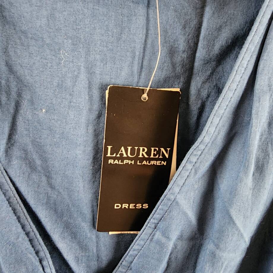 Lauren Ralph Lauren Tie-Front Voile Surplice Dress Women's 0 Indigo Dusk Solid