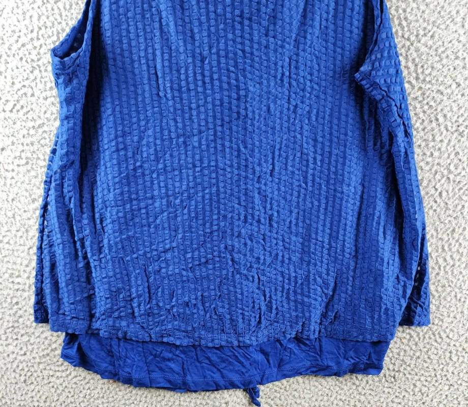 Cable & Gauge Lace-up Back Textured Top Womens XL Blue Solid Crewneck Sleeveless