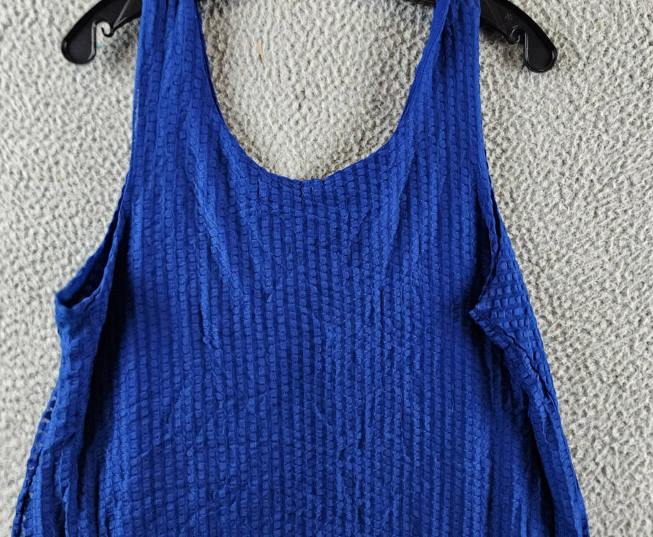 Cable & Gauge Lace-up Back Textured Top Womens XL Blue Solid Crewneck Sleeveless