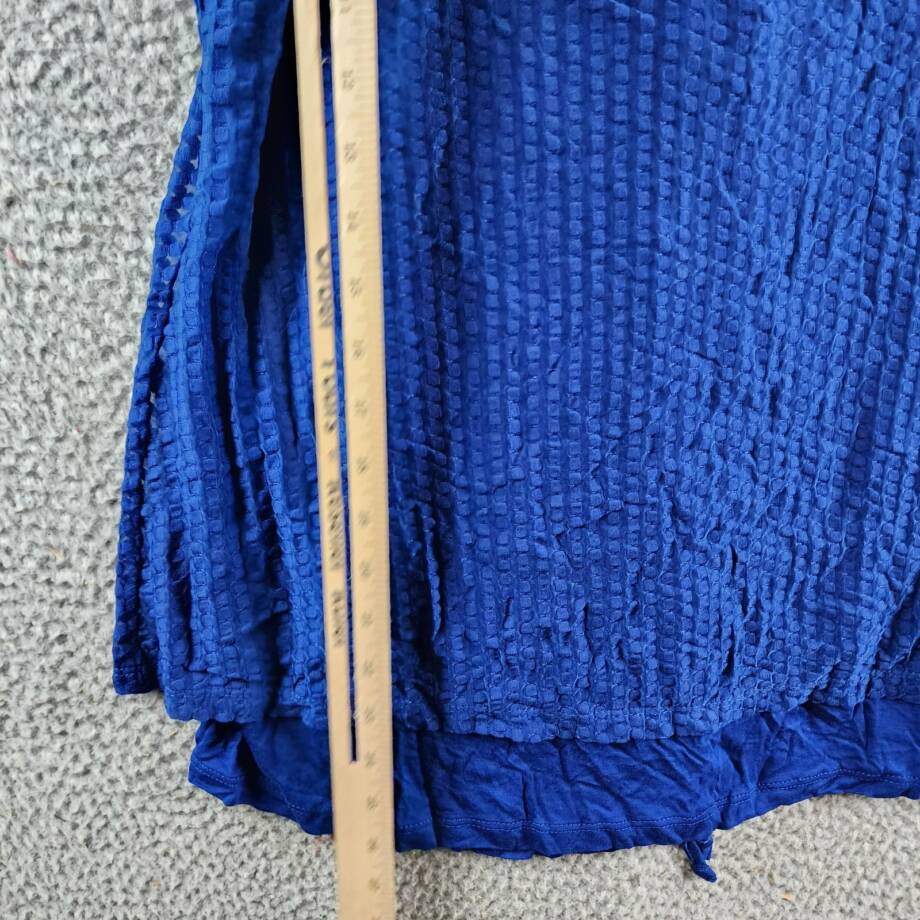 Cable & Gauge Lace-up Back Textured Top Womens XL Blue Solid Crewneck Sleeveless