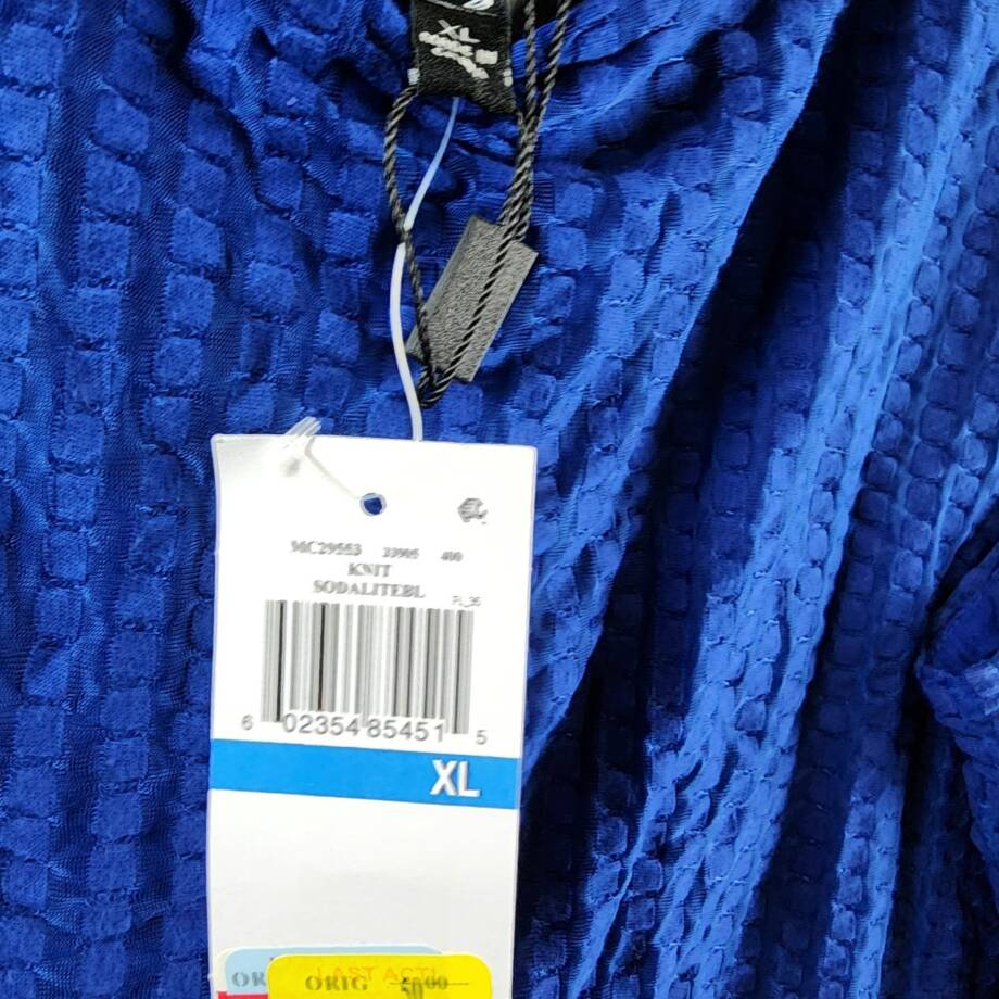 Cable & Gauge Lace-up Back Textured Top Womens XL Blue Solid Crewneck Sleeveless
