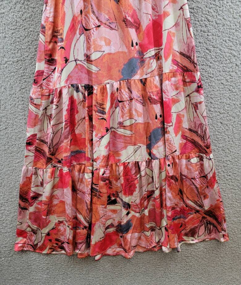 NIC+ZOE Scribble Bouquet Daydream Maxi Dress Women's M Pink Multi Pullover S/S