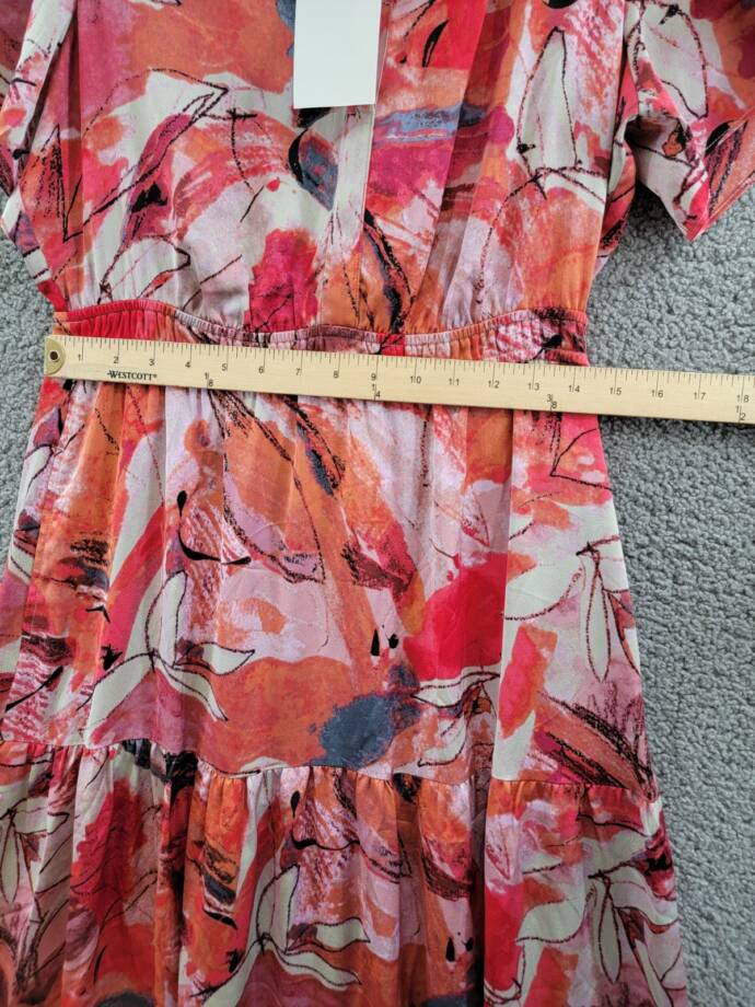 NIC+ZOE Scribble Bouquet Daydream Maxi Dress Women's M Pink Multi Pullover S/S