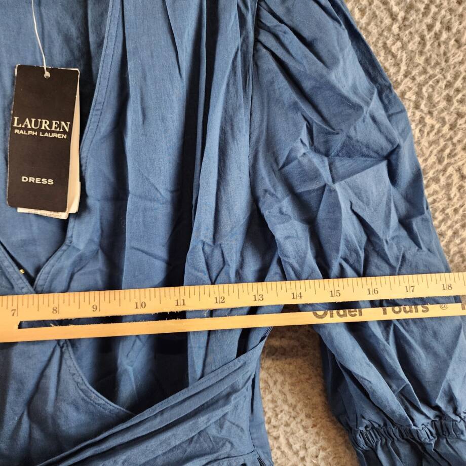 Lauren Ralph Lauren Tie-Front Voile Surplice Dress Women's 0 Indigo Dusk Solid