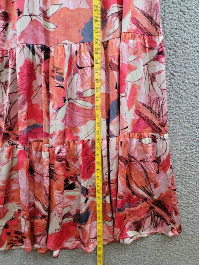 NIC+ZOE Scribble Bouquet Daydream Maxi Dress Women's M Pink Multi Pullover S/S