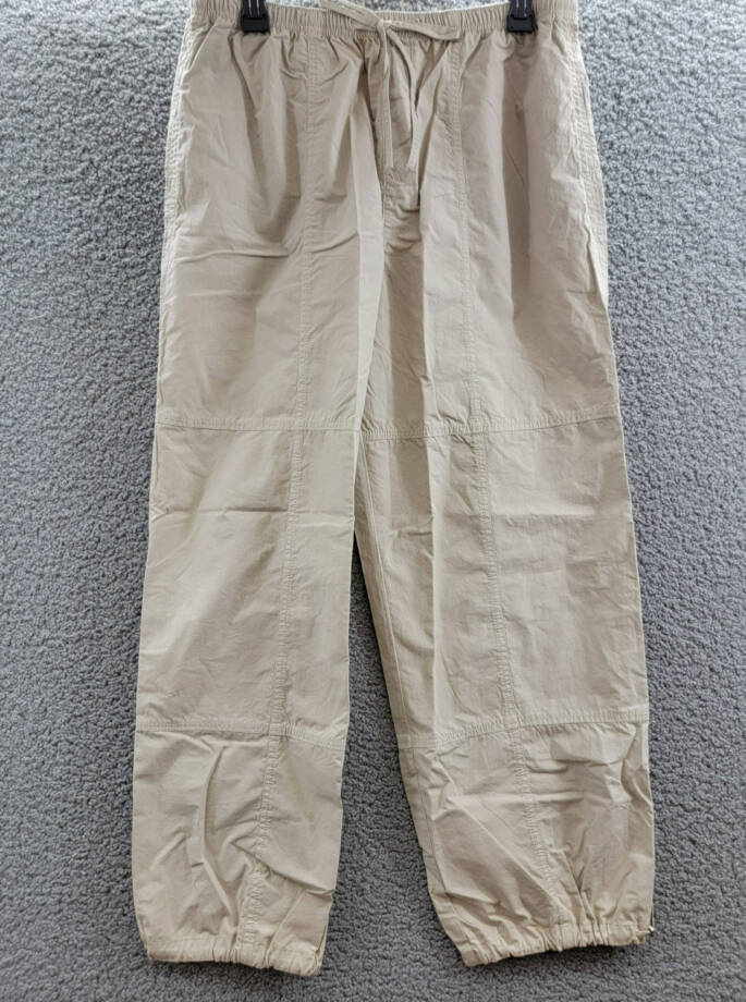 NIC+ZOE Poplin Parachute Pants Women's 12 Brown Rice Pocket Elastic Waist PullOn