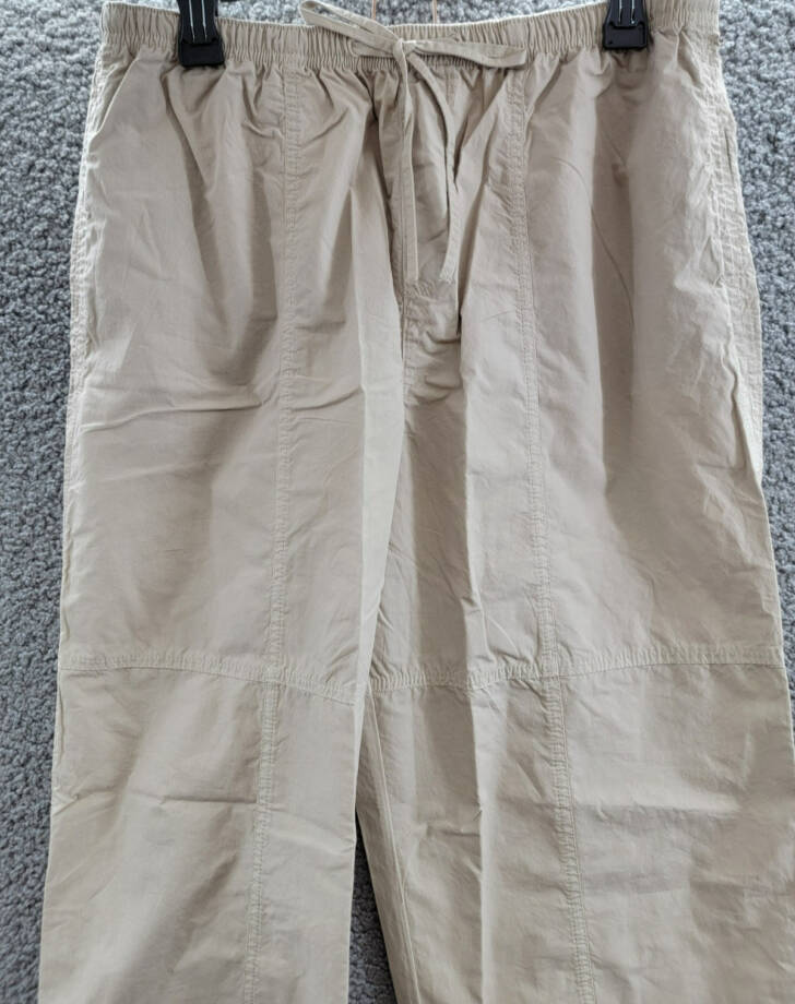 NIC+ZOE Poplin Parachute Pants Women's 12 Brown Rice Pocket Elastic Waist PullOn