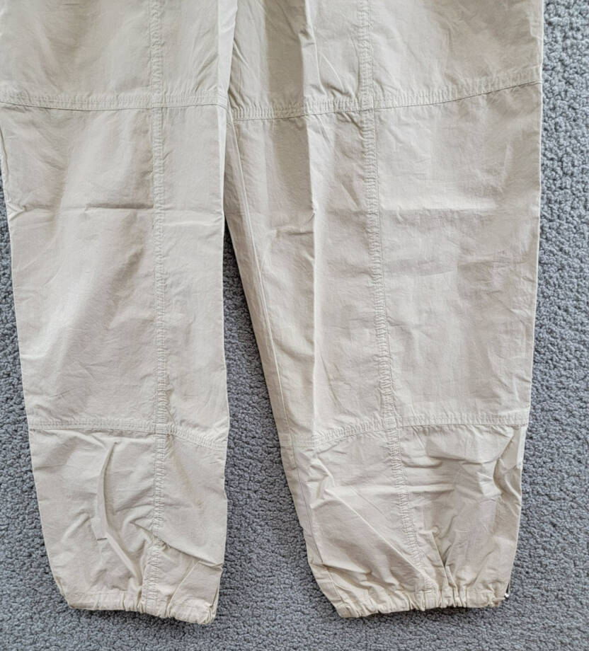 NIC+ZOE Poplin Parachute Pants Women's 12 Brown Rice Pocket Elastic Waist PullOn