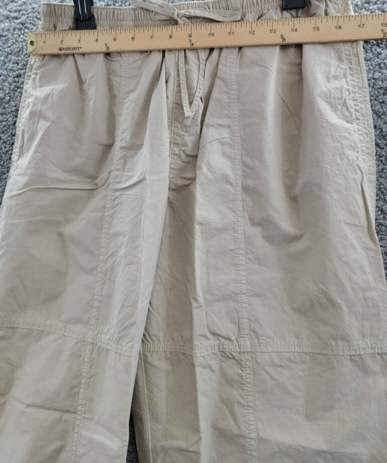 NIC+ZOE Poplin Parachute Pants Women's 12 Brown Rice Pocket Elastic Waist PullOn