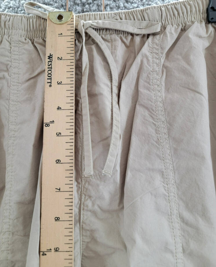 NIC+ZOE Poplin Parachute Pants Women's 12 Brown Rice Pocket Elastic Waist PullOn