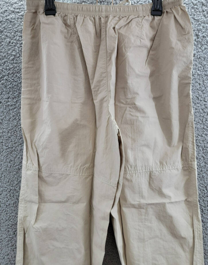NIC+ZOE Poplin Parachute Pants Women's 12 Brown Rice Pocket Elastic Waist PullOn