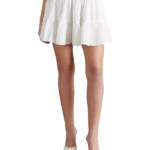 Steve Madden Aisha Tiered Mini Skirt Women's L White Solid Elastic Waist Pull On