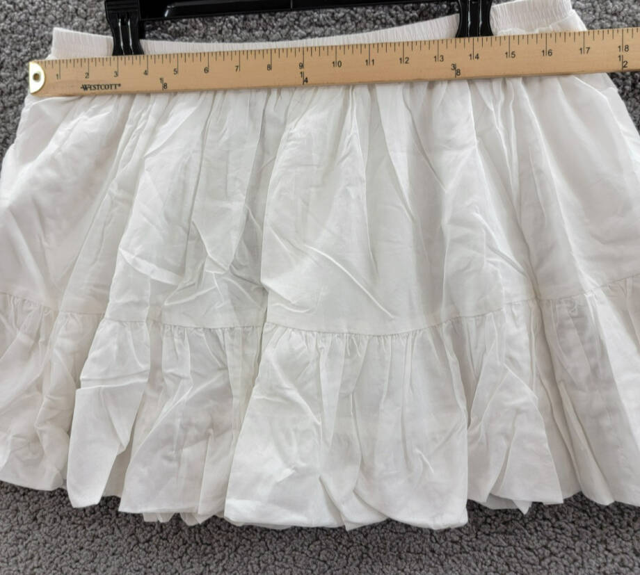 Steve Madden Aisha Tiered Mini Skirt Women's L White Solid Elastic Waist Pull On