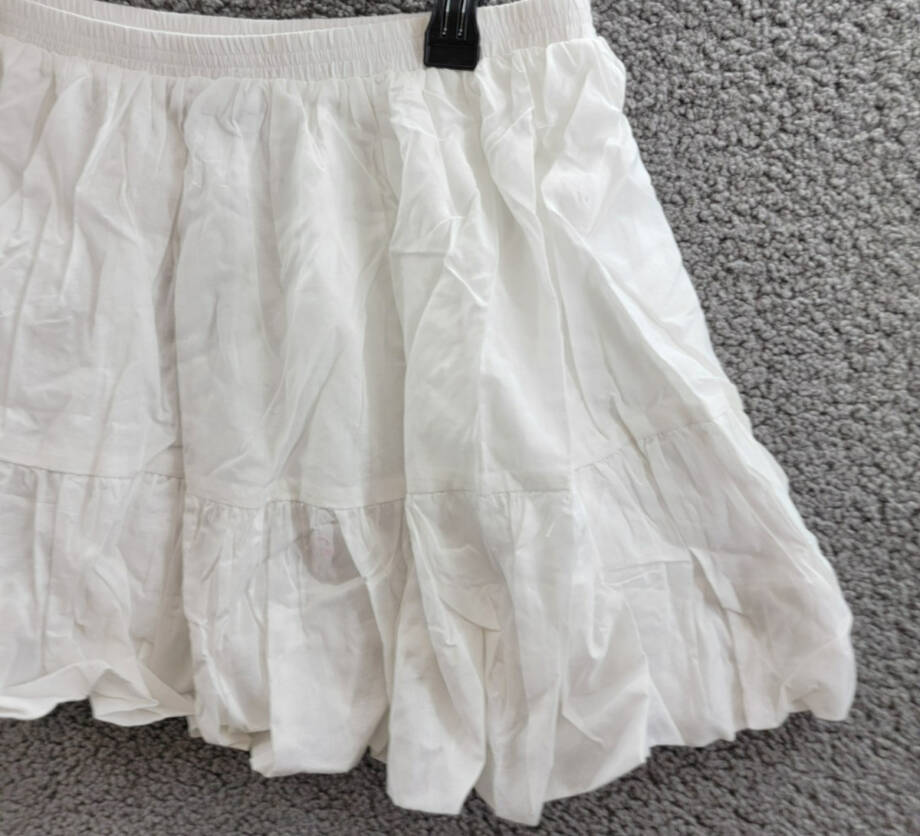 Steve Madden Aisha Tiered Mini Skirt Women's L White Solid Elastic Waist Pull On