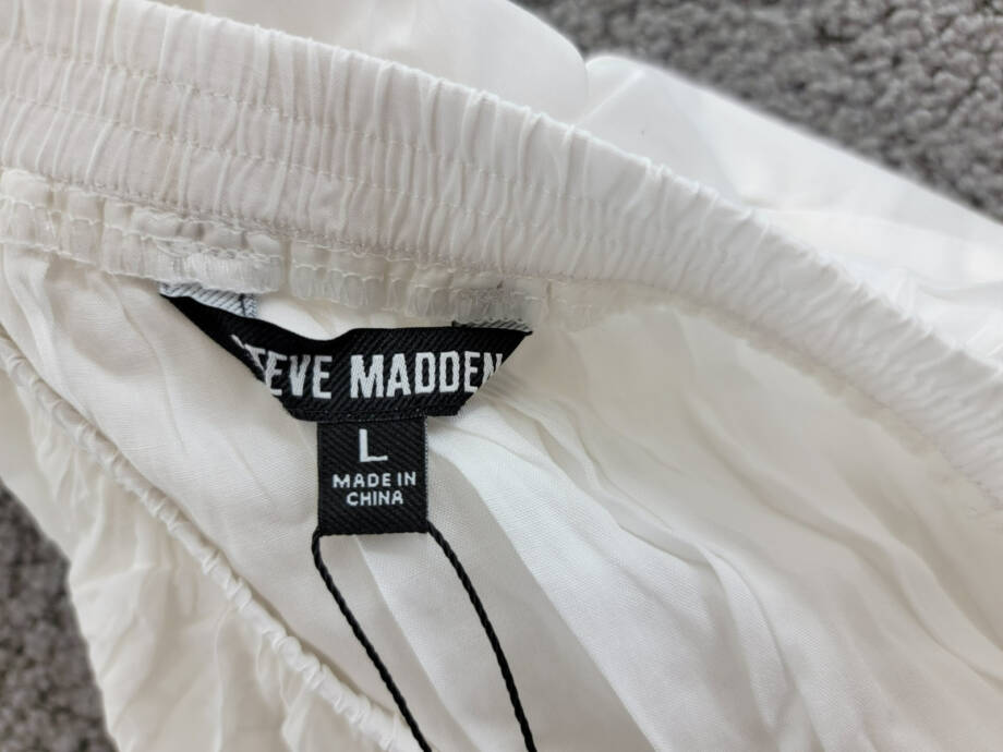 Steve Madden Aisha Tiered Mini Skirt Women's L White Solid Elastic Waist Pull On
