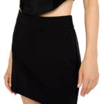 Good American Suiting Mini Skirt Women's 00/24 Black Zipped Pockets Hook & Bar