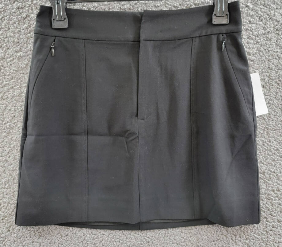 Good American Suiting Mini Skirt Women's 00/24 Black Zipped Pockets Hook & Bar