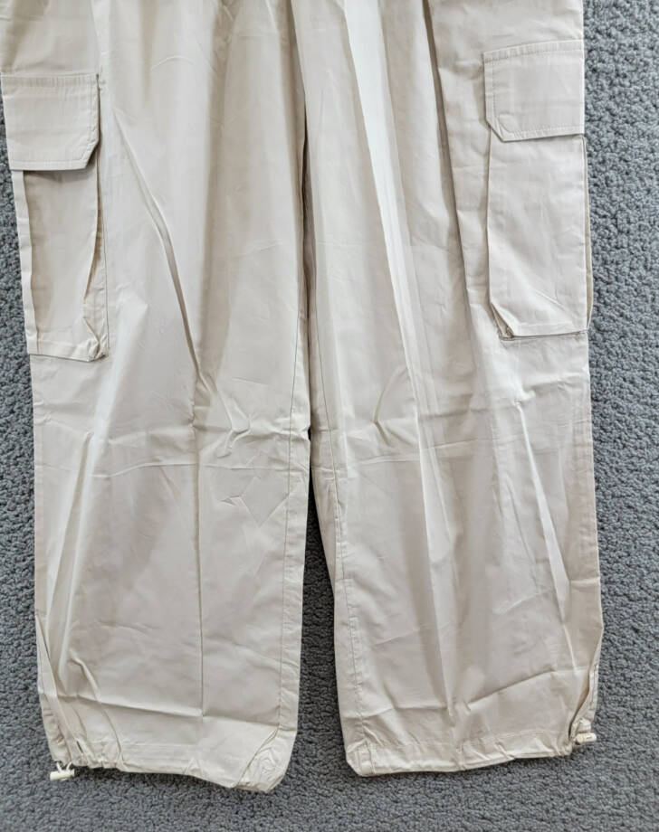 AQUA Pull On Cargo Pants Women's M Tan Pocket Elastic Waist Drawcord Hem Pull On