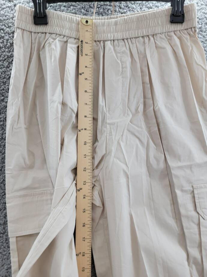 AQUA Pull On Cargo Pants Women's M Tan Pocket Elastic Waist Drawcord Hem Pull On
