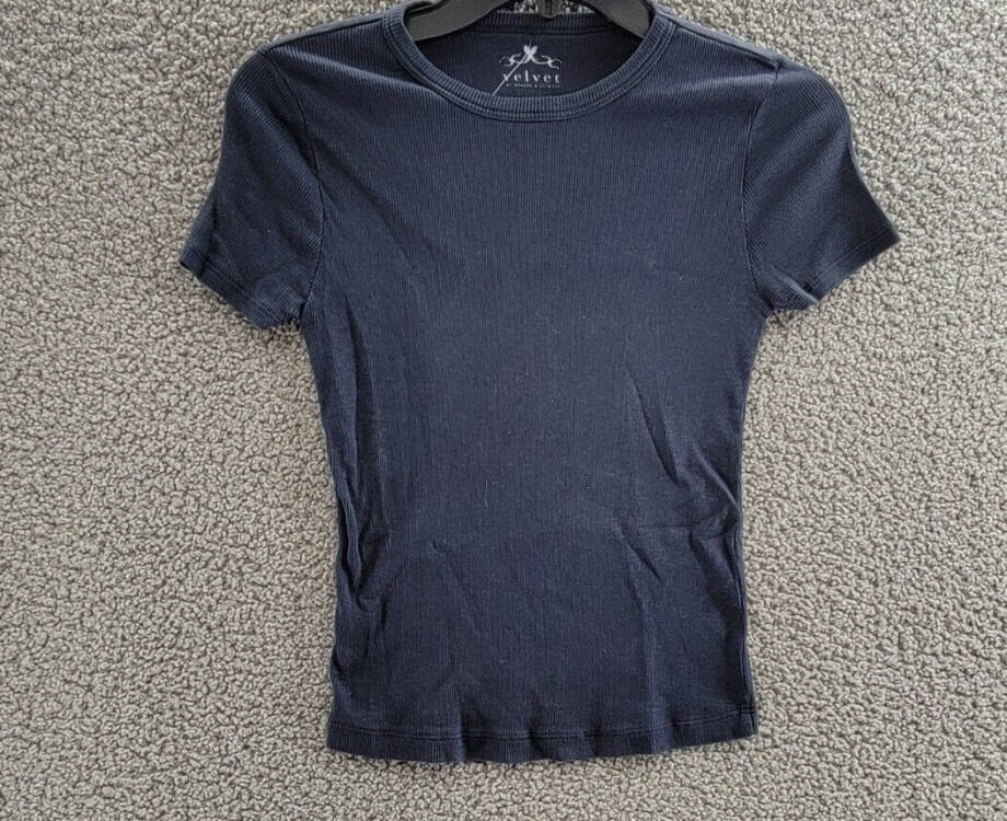 Velvet by Graham & Spencer Brenny Short Sleeved Rib Tee Women's Crater Blue XS
