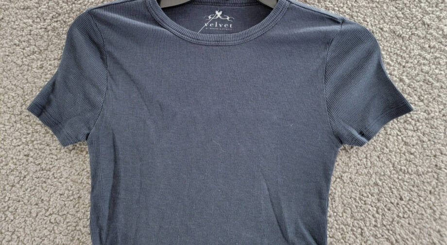 Velvet by Graham & Spencer Brenny Short Sleeved Rib Tee Women's Crater Blue XS
