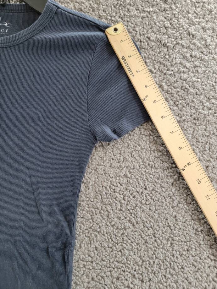 Velvet by Graham & Spencer Brenny Short Sleeved Rib Tee Women's Crater Blue XS