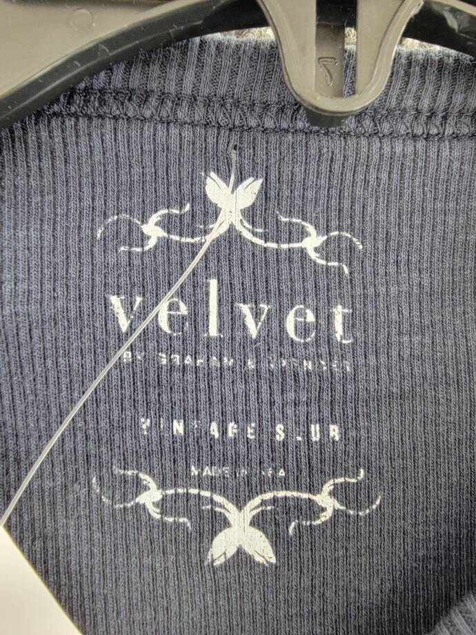Velvet by Graham & Spencer Brenny Short Sleeved Rib Tee Women's Crater Blue XS