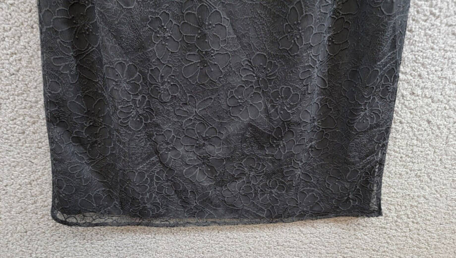 CeCe Lace Short-Sleeve A-Line Dress Women's S Rich Black Crew Neck Button Back