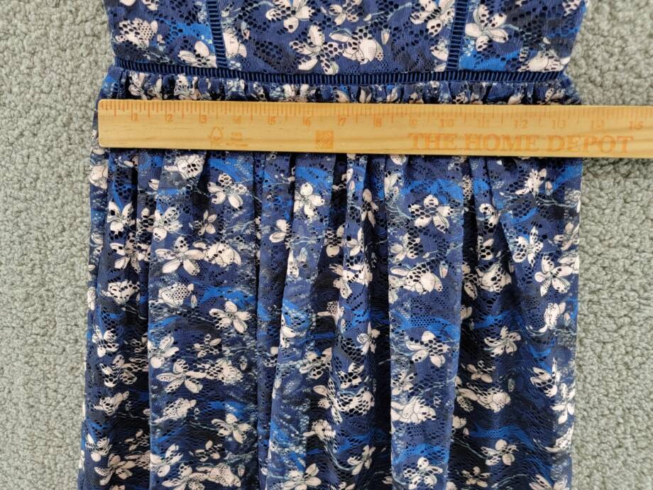 Blush By Us Angels Flower Print Lace Dress Girl's 10 Navy Mock Neck Short Sleeve