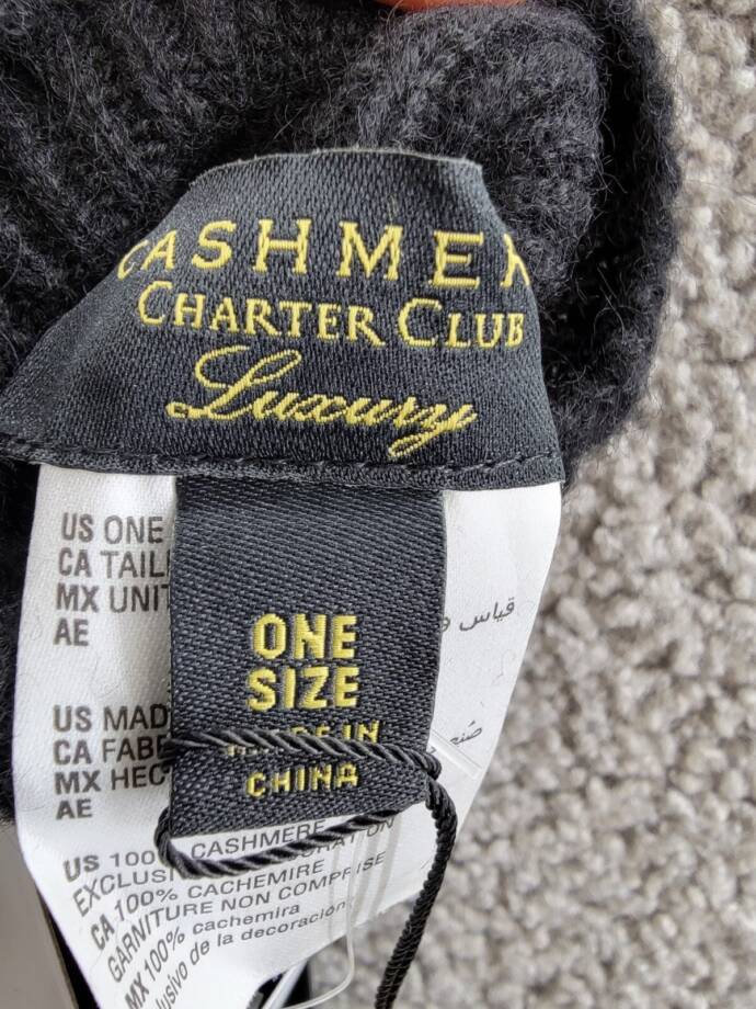 Charter Club Cashmere Touch Gloves Women's One Size Black Pull On