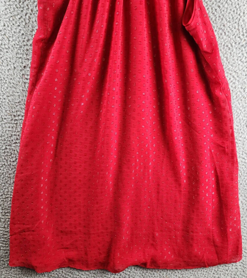 CeCe Sleeveless Rosette Halter Dress Women's M Glamour Red Mock Neck Button~
