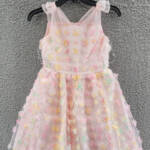BLUSH by Us Angels Floral Mesh A-line Dress Girls' 8 Multi Back-zip Sleeveless