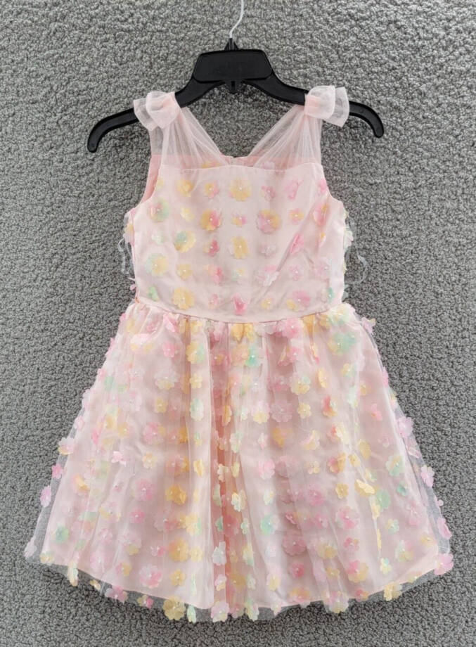 BLUSH by Us Angels Floral Mesh A-line Dress Girls' 8 Multi Back-zip Sleeveless