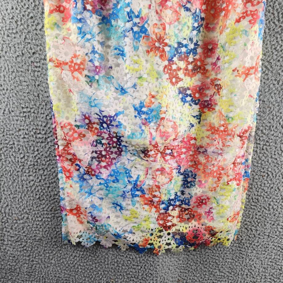 Gracia Lace Skirt Women's Large Multicolor Slit Hem Back Zipper Closure