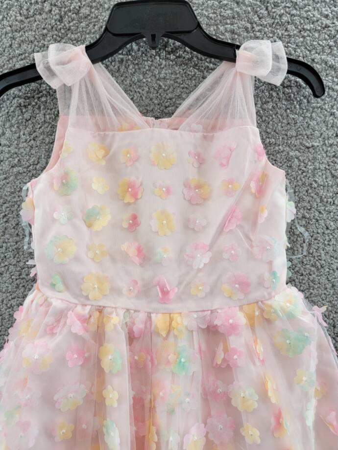 BLUSH by Us Angels Floral Mesh A-line Dress Girls' 8 Multi Back-zip Sleeveless