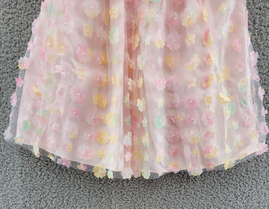 BLUSH by Us Angels Floral Mesh A-line Dress Girls' 8 Multi Back-zip Sleeveless
