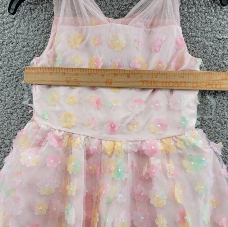 BLUSH by Us Angels Floral Mesh A-line Dress Girls' 8 Multi Back-zip Sleeveless