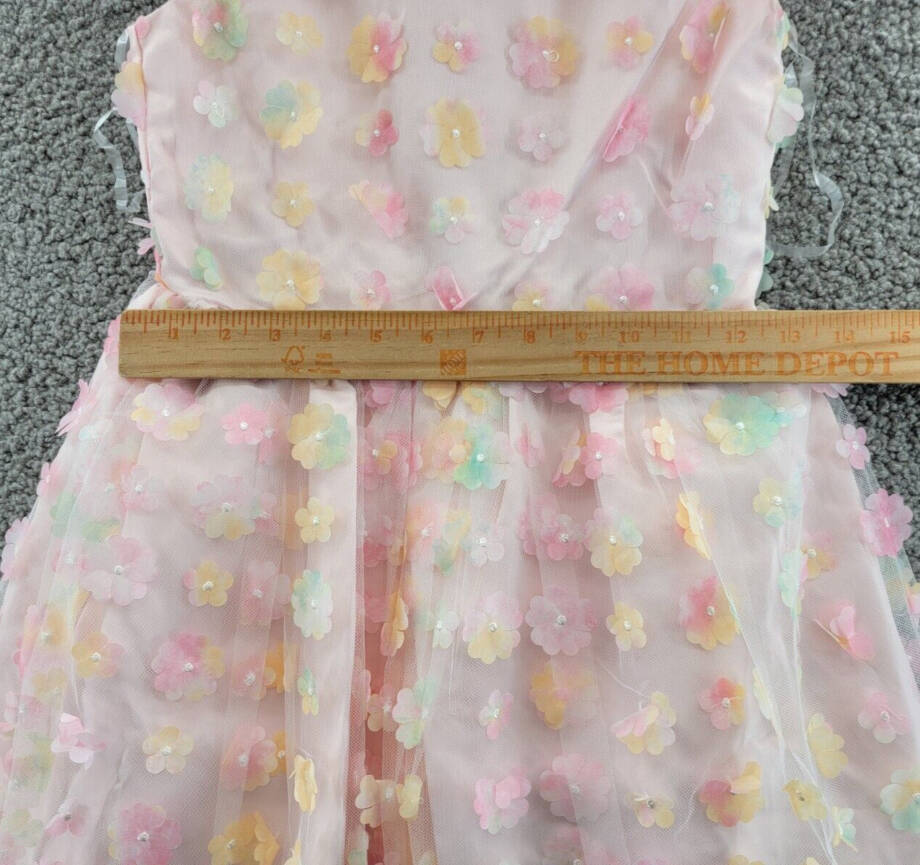 BLUSH by Us Angels Floral Mesh A-line Dress Girls' 8 Multi Back-zip Sleeveless