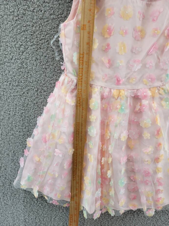 BLUSH by Us Angels Floral Mesh A-line Dress Girls' 8 Multi Back-zip Sleeveless