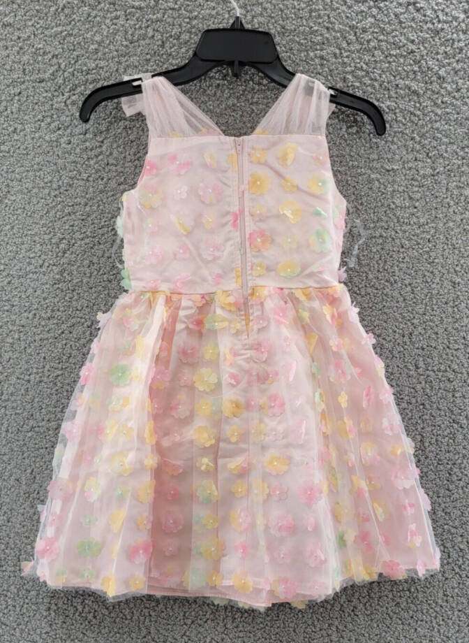 BLUSH by Us Angels Floral Mesh A-line Dress Girls' 8 Multi Back-zip Sleeveless